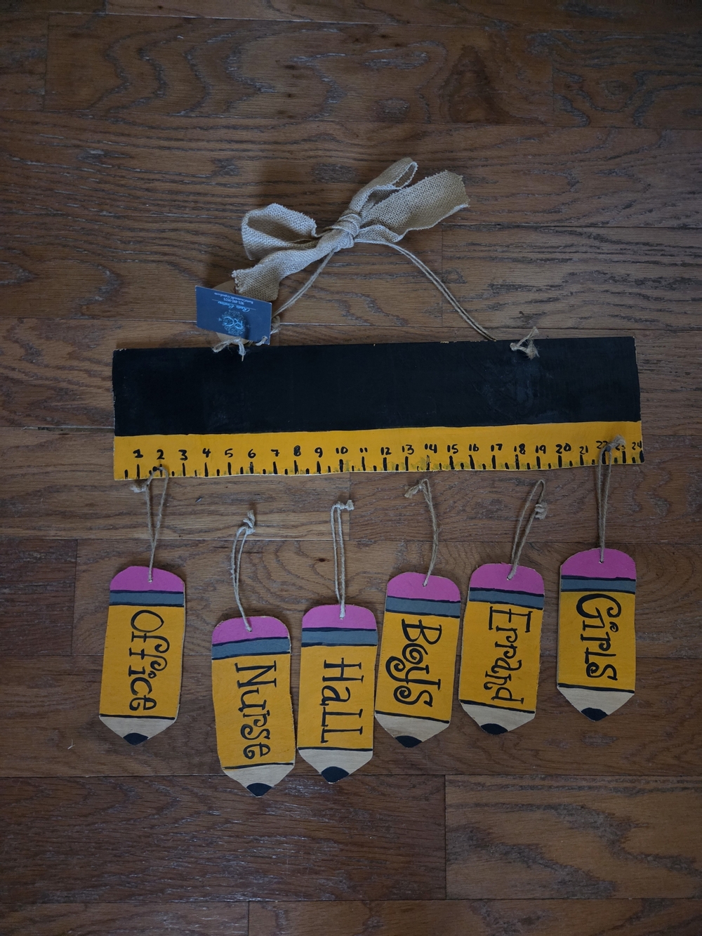Classroom Wood Pencil Hall Pass Wall Sign- 6 Choices For Hall Pass
